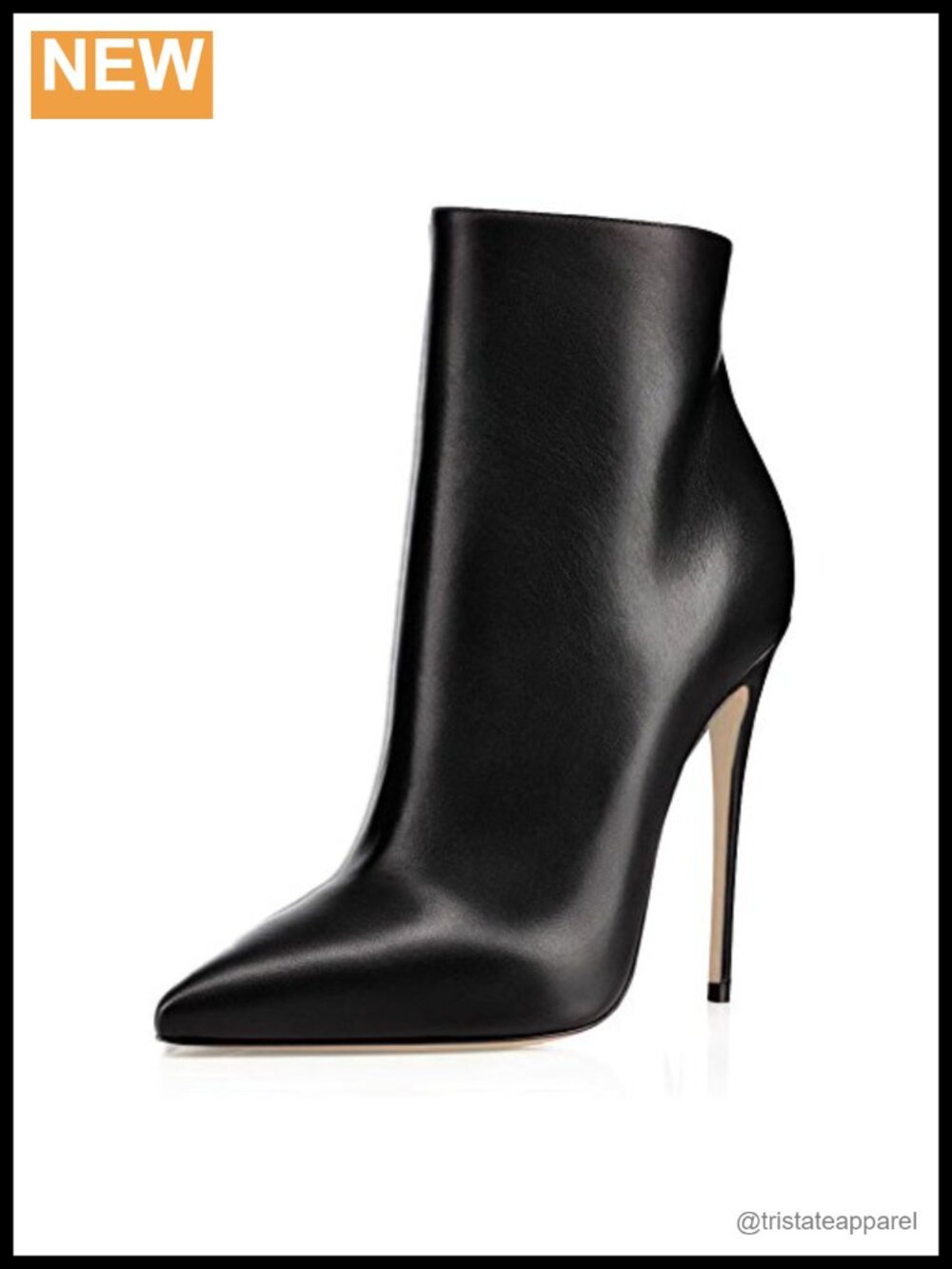 Women's Pointed Toe Stiletto Zipper Ankle Boots Faux Leather Plush Lining